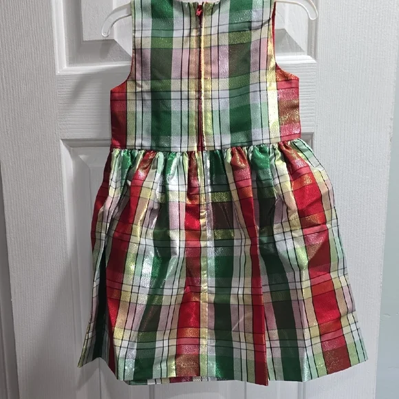 Bonnie Jean Red Coat with Gold Bow Accents and Plaid Dress Kid Size 4T - Picture 7 of 12